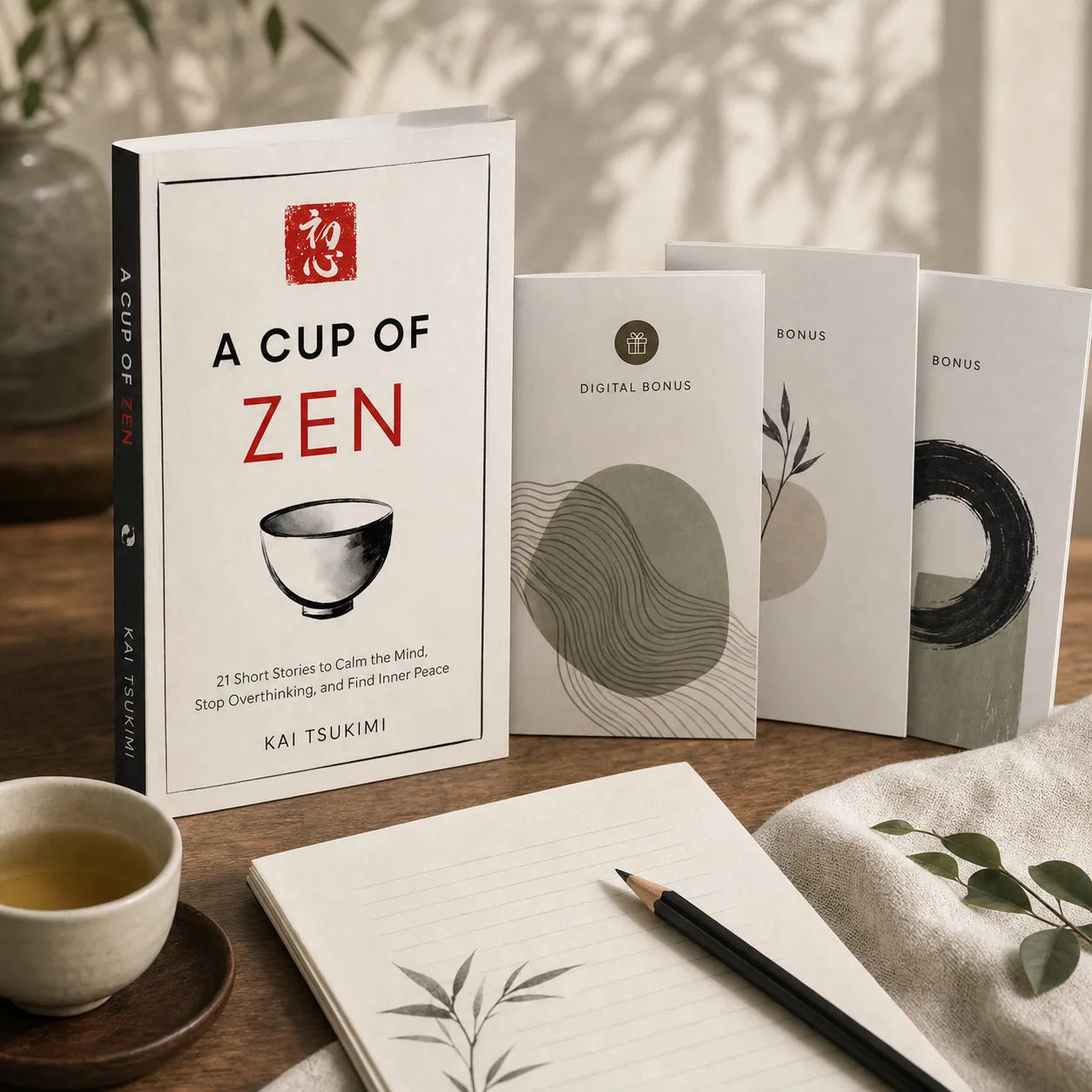 A Cup of Zen beside the three digital reading companions
